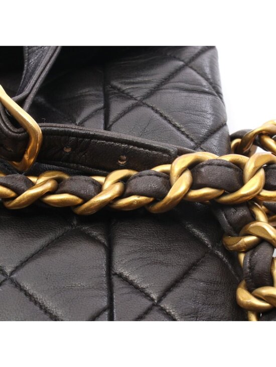 Chanel Backpack Quilted Black Lambskin Double Turnlock Chain main image 9